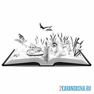 Распечатать раскраску дюймовочка книга на А4