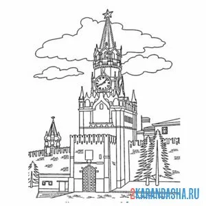 Распечатать раскраску москва красная площадь на А4