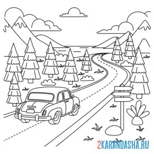 Раскраска лето машина отпуск онлайн
