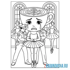 Распечатать раскраску балерина капучино плачет на А4