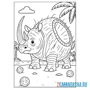 Распечатать раскраску кокосино-рино на А4