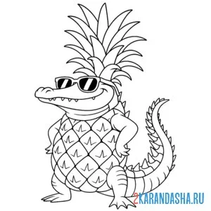 Распечатать раскраску крокодило-ананисино на А4