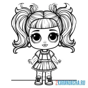 Распечатать раскраску грустная малышка лол на А4