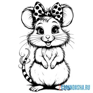 Распечатать раскраску миленький мышонок на А4