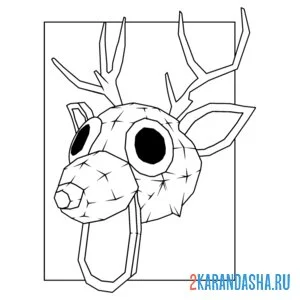 Раскраска 99 ночей в лесу голова оленя