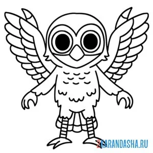 Раскраска 99 ночей в лесу маленькая сова