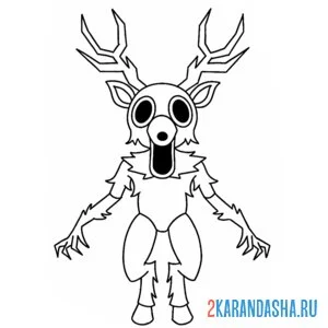 Раскраска 99 ночей в лесу deer олень опасный