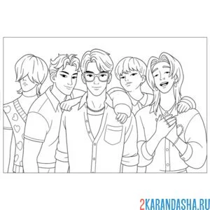 Раскраска бой-бэнд группа saja