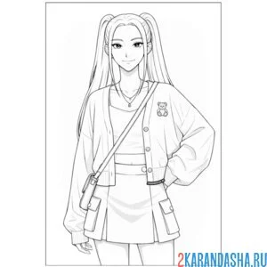 Раскраска мира стильная кей-поп-охотницы на демонов хантрикс