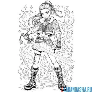 Раскраска кей-поп-охотницы на демонов хантрикс