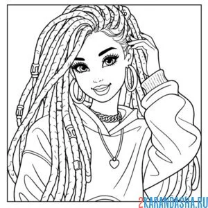 Раскраска барби с дредами