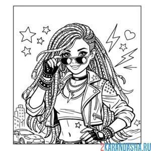 Раскраска девушка с дредами