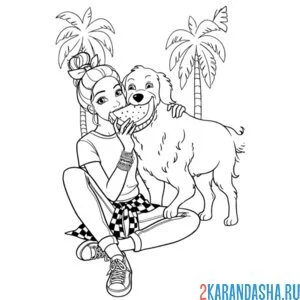 барби с арбузом и своей собакой