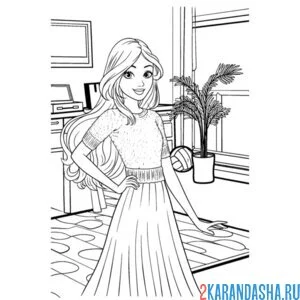 Раскраска барби собирается на работу