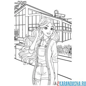 Раскраска барби весной