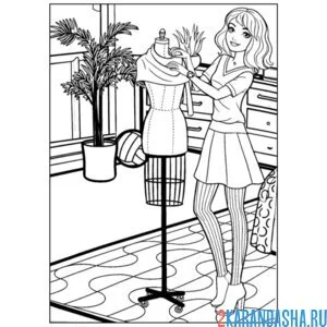 Раскраска барби швея