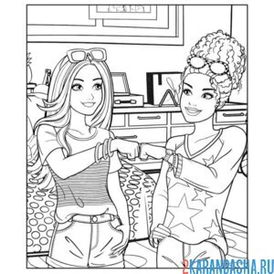 Раскраска две лучшие подруги барби