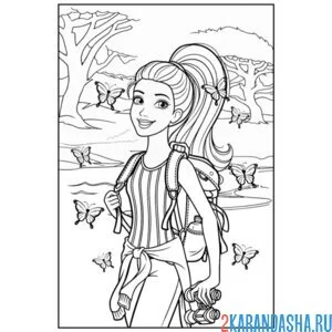 Раскраска барби идет в поход