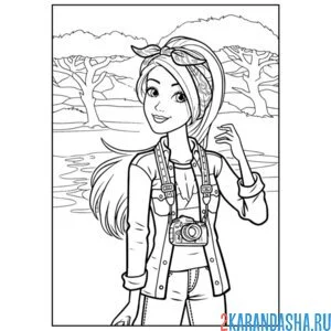 Раскраска барби фотограф