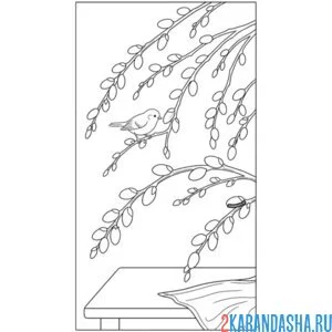 Раскраска верба и стол