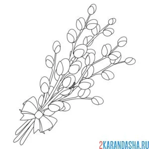 Раскраска бантик на вербе