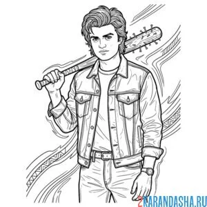 Раскраска стив с большой битой очень странные дела осд