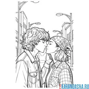 Раскраска поцелуй майка и 11 осд (очень странные дела)
