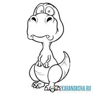 Раскраска смешной динозавр тираннозавр онлайн