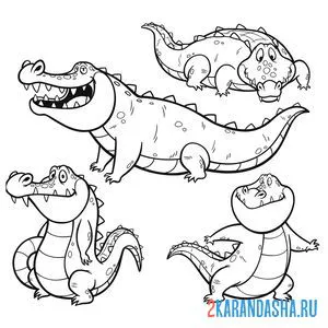 Раскраска крокодилы онлайн