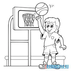Распечатать раскраску игра баскетбол на А4
