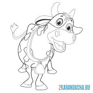 Раскраска корова с колокольчиком на шее онлайн