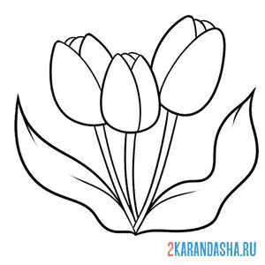 Распечатать раскраску весенние цветы тюльпаны на А4