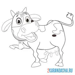 Распечатать раскраску корова насмехается на А4