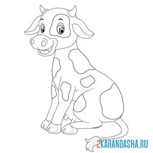 Раскраска маленькая коровка сидит онлайн