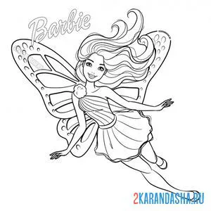 Раскраска барби фея принцесса онлайн