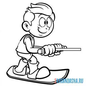Раскраска вейкбординг мальчик водный вид спорта онлайн
