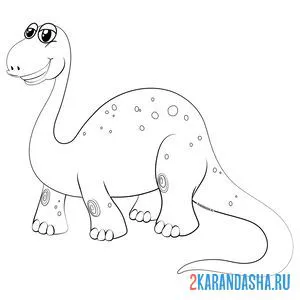 Раскраска довольный динозавр онлайн