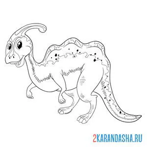 Распечатать раскраску динозавр паразауролоф на А4