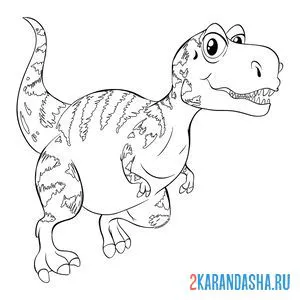 Распечатать раскраску сильный динозавр тираннозавр на А4