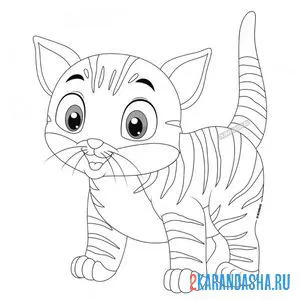 Раскраска дымок полосатый котик онлайн