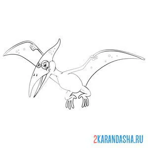 Распечатать раскраску летающий ящер (птерозавр) на А4