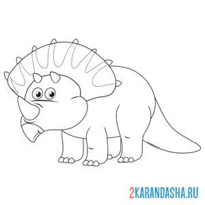 Распечатать раскраску динозавр трицератопс куда-то смотрит на А4