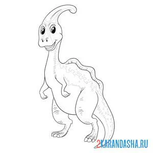 Распечатать раскраску паразауролоф древний динозавр на А4
