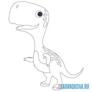 Распечатать раскраску забавный динозавр на А4