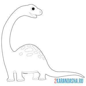Распечатать раскраску простая картинка динозавра на А4