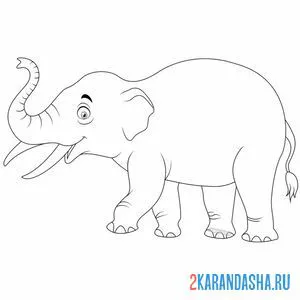 Распечатать раскраску большой индийский слон на А4