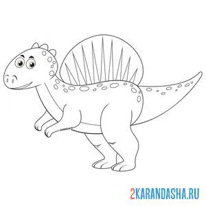 Распечатать раскраску доисторический динозавр спинозавр на А4