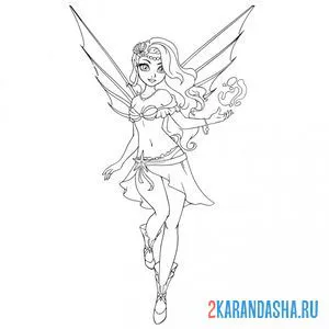 Раскраска красивая воительница фея онлайн