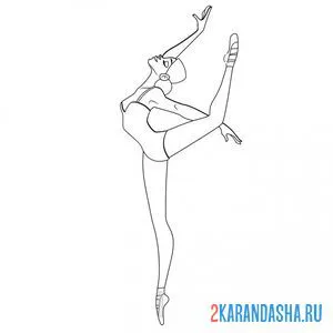Распечатать раскраску балерина аттитюд в балете на А4