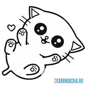 Раскраска милый котенок каваи онлайн